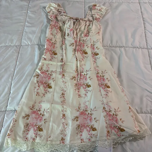 Cute Lace Floral Vintage Corset Mini Dress - Image 3