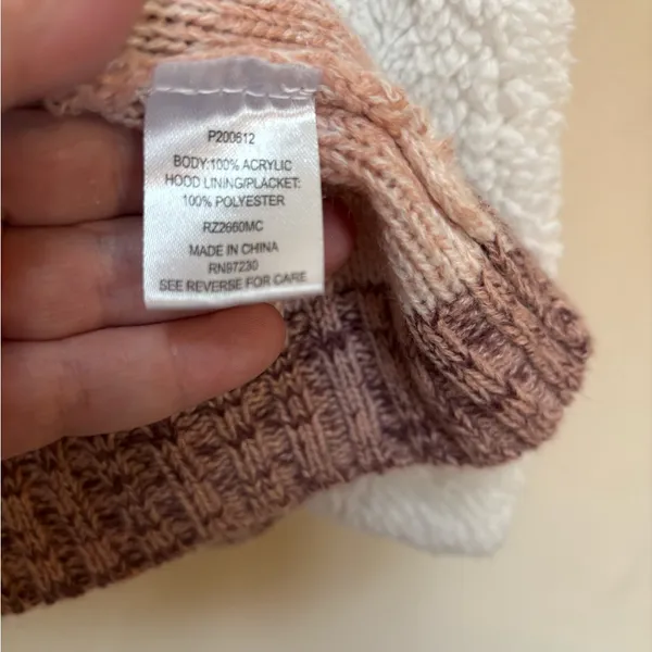Crave Fame Sherpa Lined Striped Cardigan Sweater Jacket Size Large - Image 6