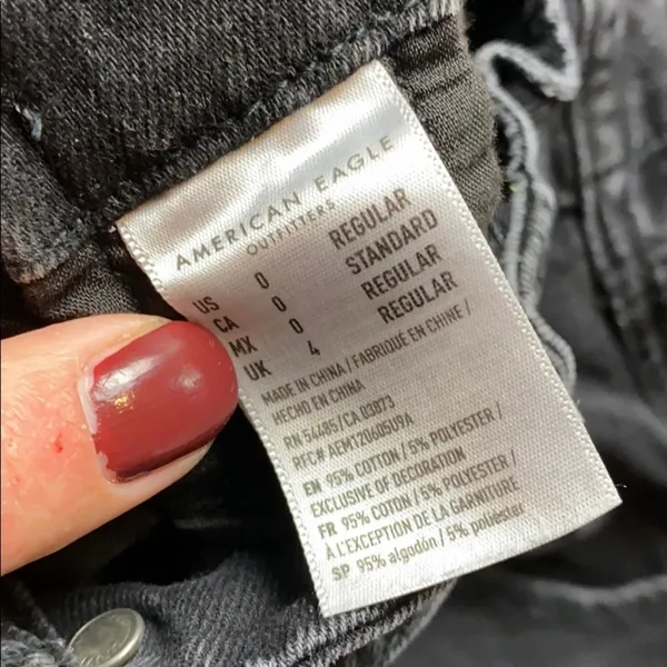 American Eagle Paper Bag Waist Black Denim Skinny Jeans - Image 3