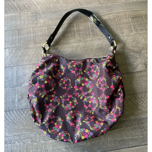 Betsey Johnson colorful floral happy skull‎ pattern hobo bag - Image 10