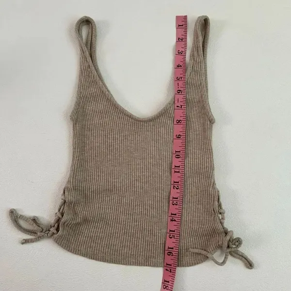 Urban Outfitters Project Social T Ribbed Knit Tank Women’s Small Beige Tie Side - Image 5