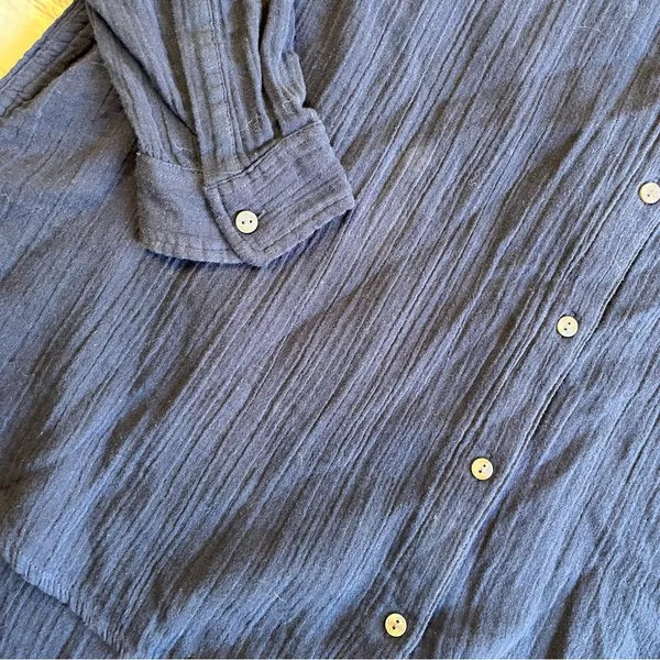 Time & Tru Blouse Button Down Blue 16-18 XL Long Sleeve Shirt Lagenlook Plus - Image 2