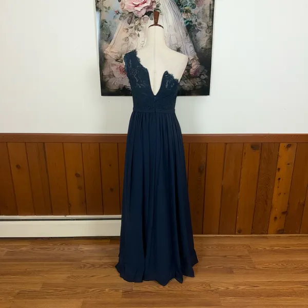 Pretty Azazie Demi Navy Chiffon Bridesmaid Gown - Image 5