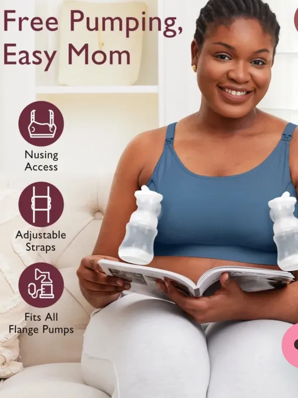 MomCozy Black Hands Free Pumping Nursing Bralette Size S - Image 5