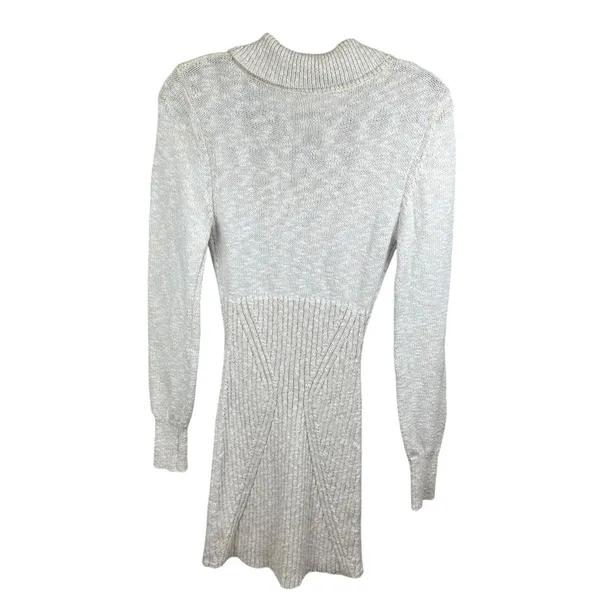 Free People Mont Blanc Mini Dress Cable‎ Knit Zip Quiet Luxury Bodycon M Oatmeal - Image 7