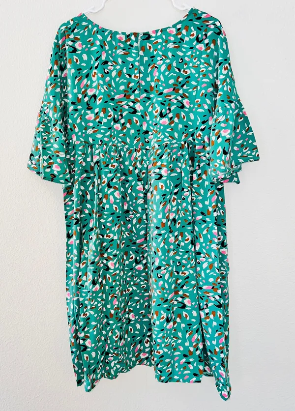NWT GiGio USA Dot Printed Loose Fit Flowy Flutter Sleeve Knee Length Dress - Image 7