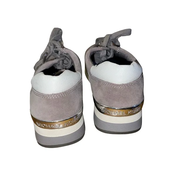 Michael Michael Kors Allie Trainer Sneakers Gray Suede Silver Metallic Size 9 - Image 4