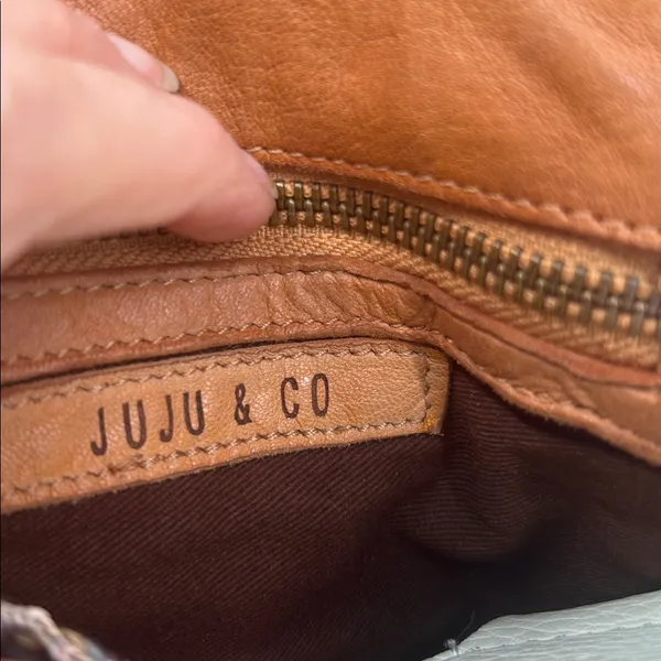 Juju & Co- Women’s Hut Weave Cross Body - Cognac Brown Woven Shoulder Bag - Image 2