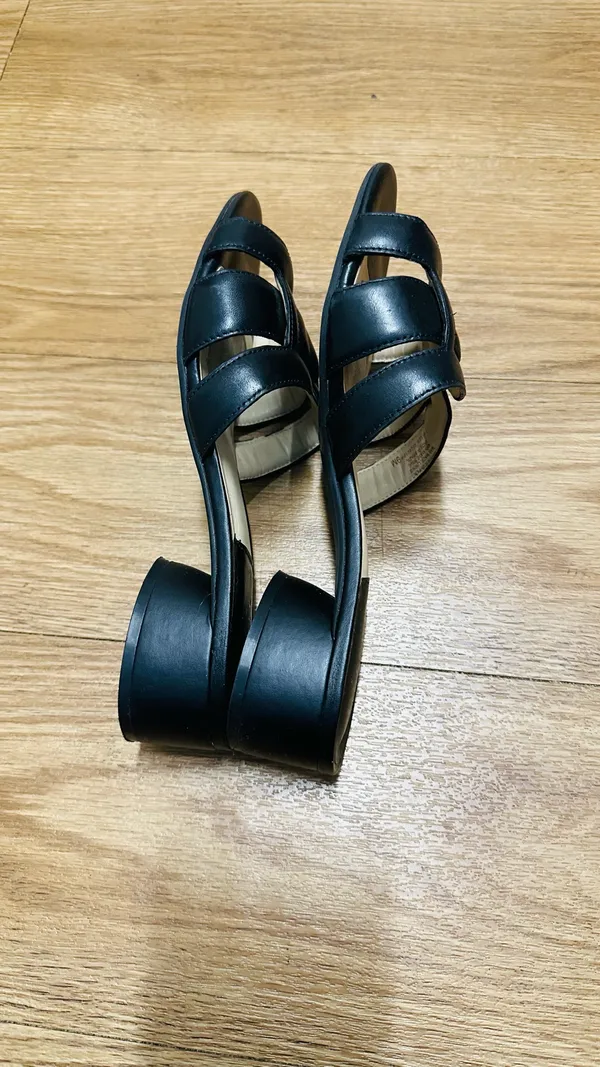 Alex Marie Eriser Black Leather Slide Sandals Block Heel Size 9M Made in Brazil - Image 9
