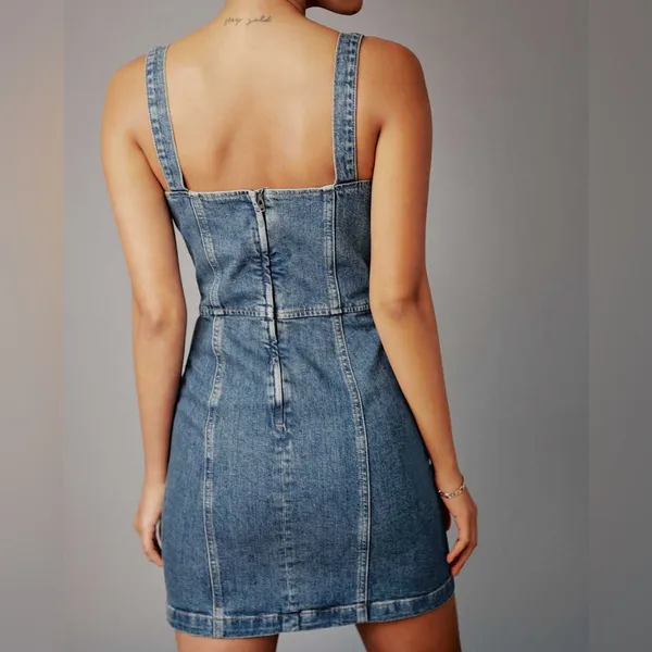 Reformation Nikki Bustier Denim Mini Dress in Blue Jean - Image 2