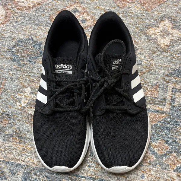 Adidas Cloudfoam Black and White Athletic Shoes - Image 3