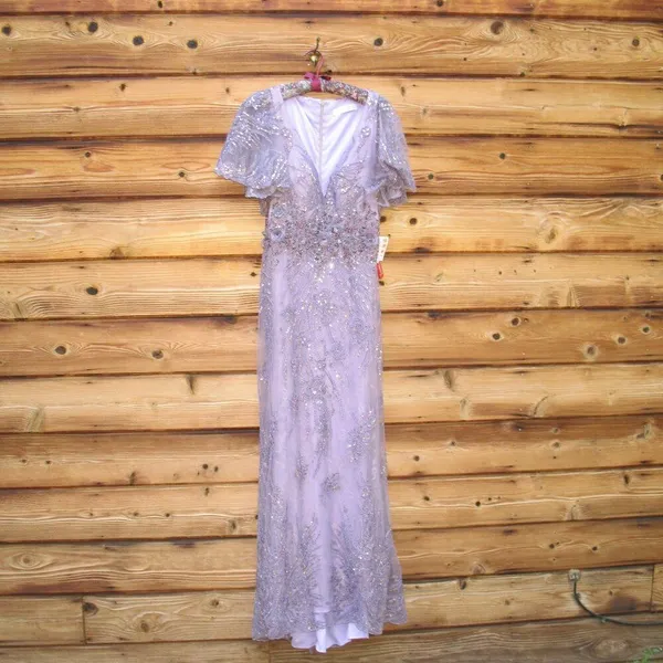 Mac Duggal $798 67493 Womens VINTAGE FLUTTER SLEEVE EVENING GOWN Dress - Image 6