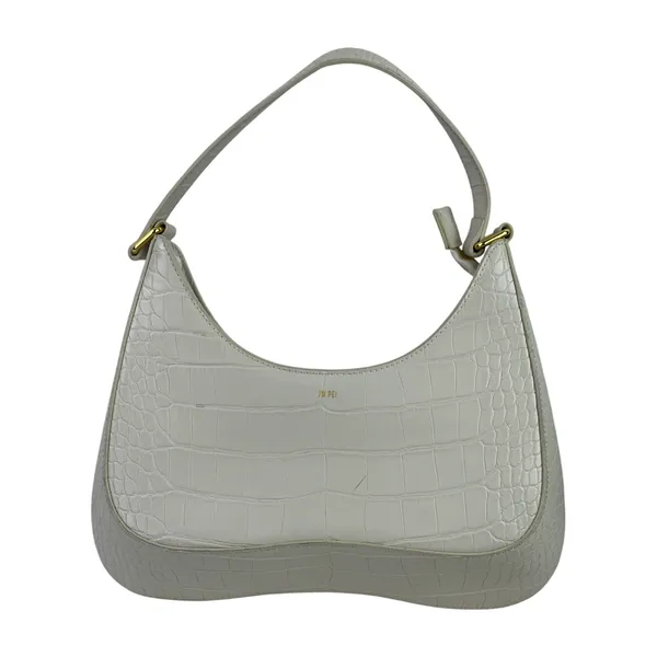 JW PEI Ruby White Croc Embossed Vegan Faux Leather Shoulder Crescent Handbag - Image 2