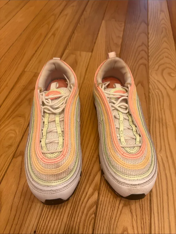 Nike Air Max 97 Essential Sneakers in White Melon Mint Volt Colorway Size 7.5 - Image 3