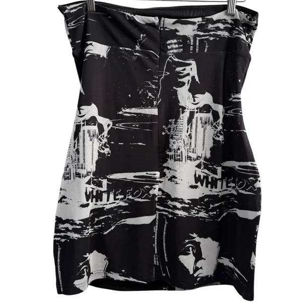 White‎ Fox Get Closer Black / White Graphic Print Mesh Mini Tube Dress Size XL - Image 4