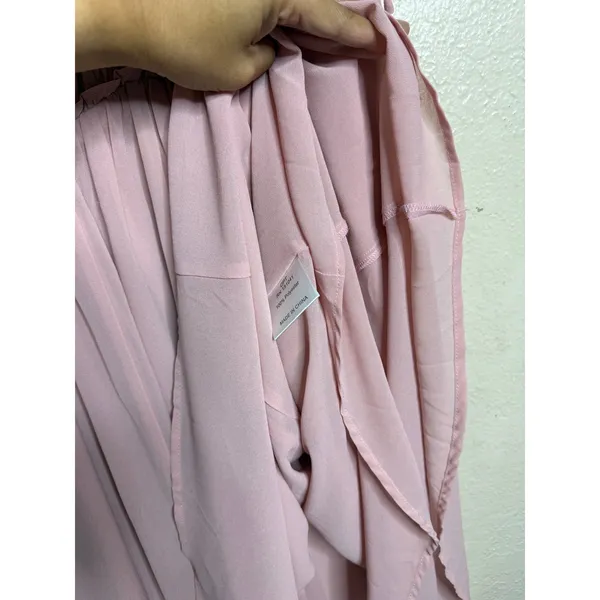 O.P.T. Gigi Ruffled Ruched Chiffon Tie Strap Cami Midi Dress size S Blush Pink - Image 9