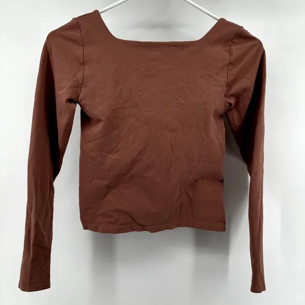 Intimately Free People Clean Lines Long Sleeve Crop Top Square Neck Pink Medium - Image 5