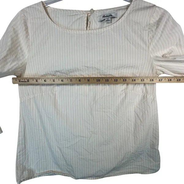 Madewell‎ Striped Bell Sleeve Blouse Cotton Top Boho Romantic XS - Image 4