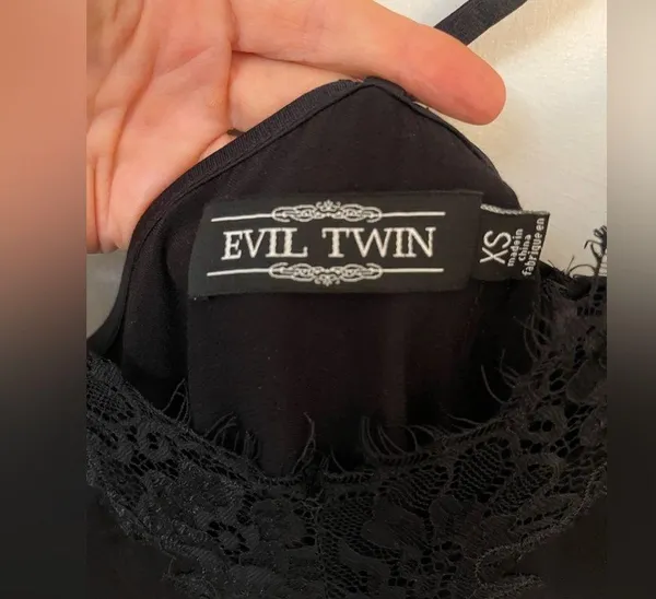 Evil Twin, Black Silk dress, XS - Image 6