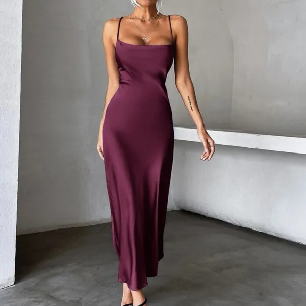 New Shein Cami Satin Backless Midi Dress Us4 - Image 4