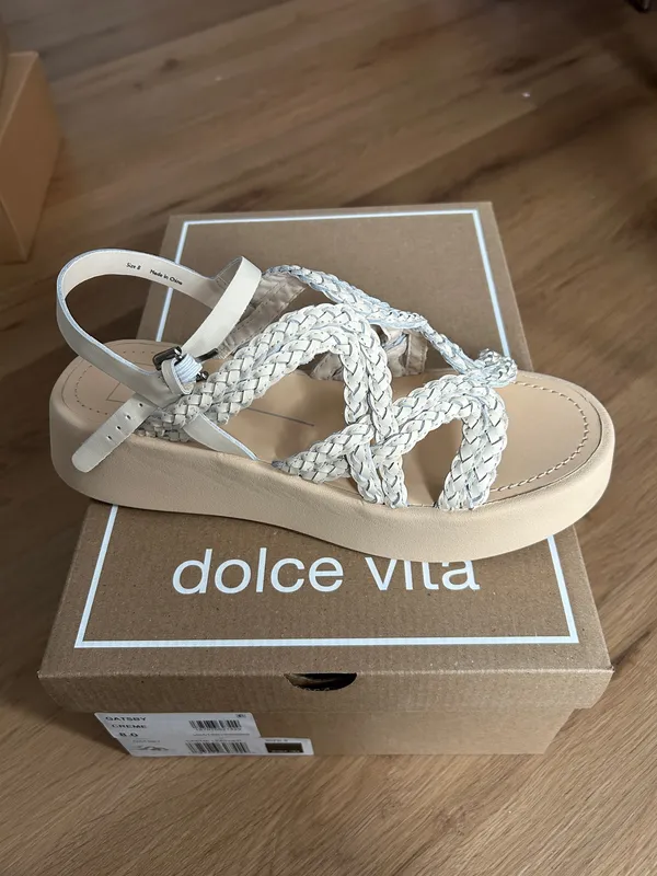 dolce vita gatsby sandals in cream leather - Image 3