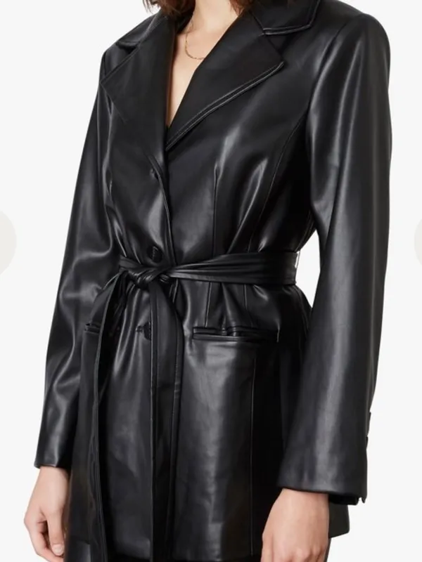 NIA Faux Leather Blazer Jacket – Black Size S - Image 4