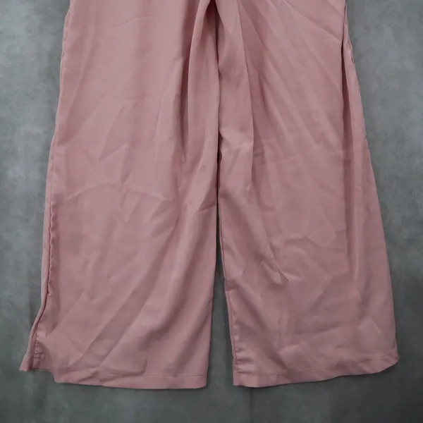 Pink‎ Belted Wide Leg Boho Pull On Straight Leg Elastic Trousers Pant M Medium Pink - Image 4