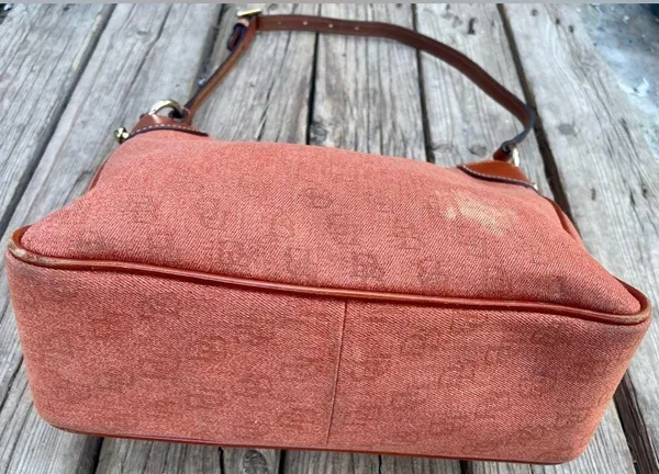 Dooney & Bourke Purse Orange Logo Canvas Monogram Hobo Bag - Image 8
