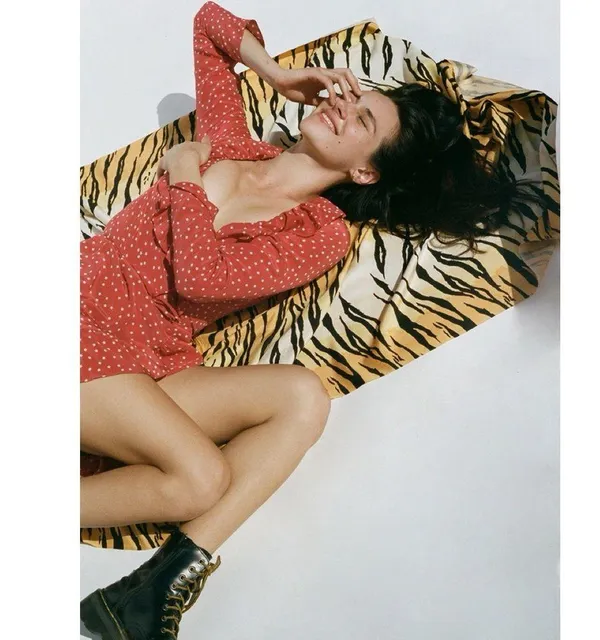 Realisation Par • The Alexandra wrap silk mini dress Red Star print ruffled - Image 16