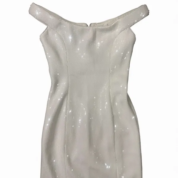 Retrofête Jazmina White Sequin One-Shoulder Gown – Size Small‎ – NWT - Image 7