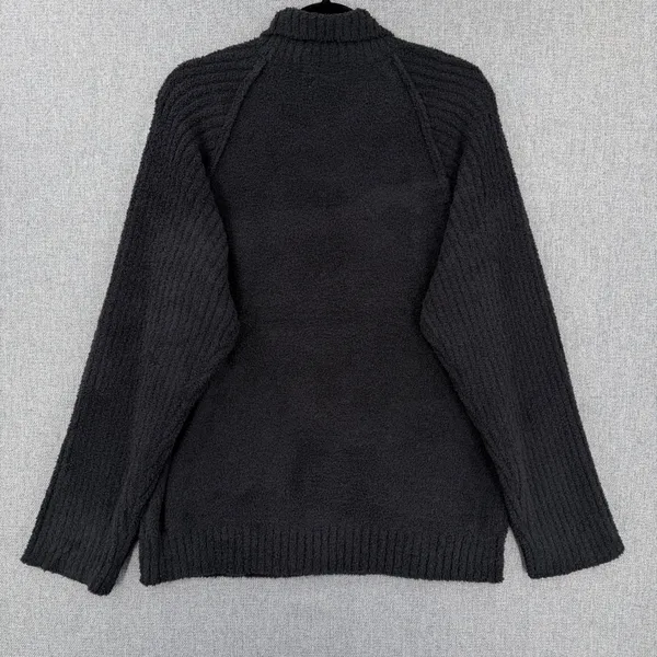 Softies Marshmallow Rib Mock Neck Sweater Black Sz L Plush Cozy Lounge Oversized - Image 3