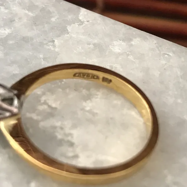 Avon Gold Plated Brilliant Solitaire Ring Size 8 - Image 7