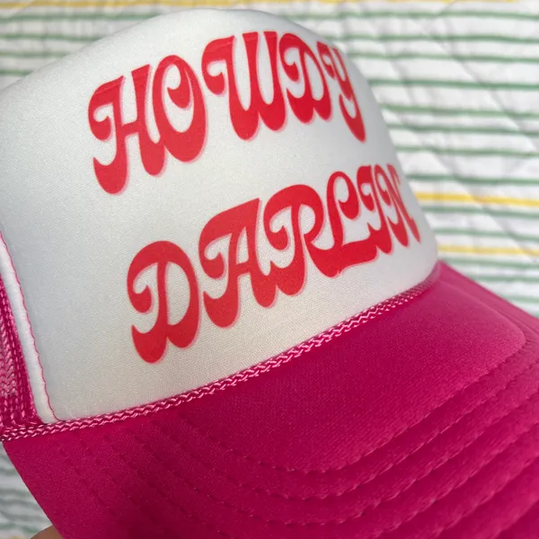 Howdy Darlin Trucker Hat Pink - Image 2
