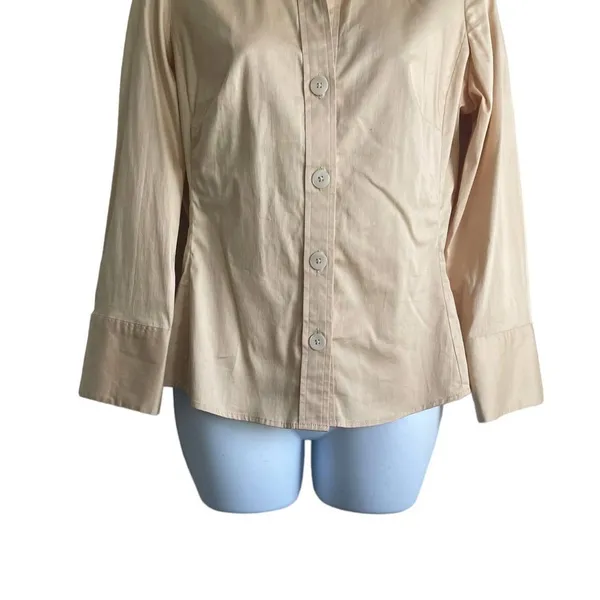 Banana Republic Top Women‎ S Gold Collar V-Neck Long Flared Sleeve Button Up - Image 7