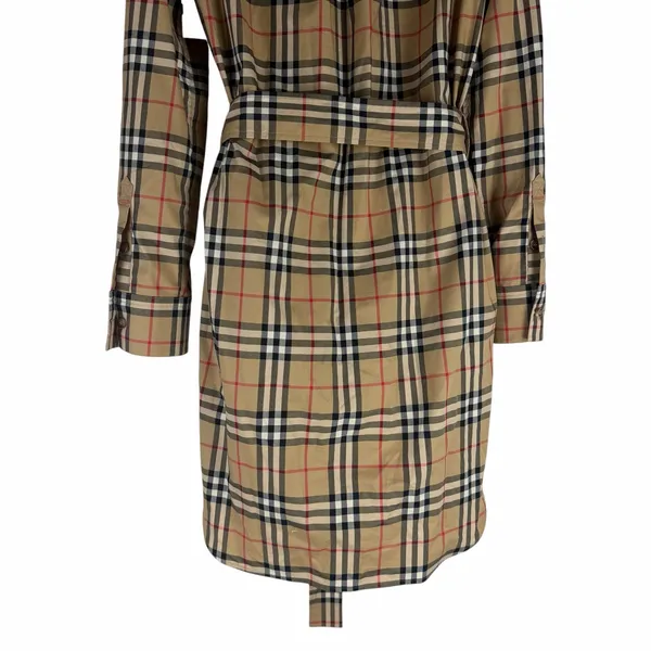 Burberry Giovanna Vintage Check Poplin Cotton Shirt Dress Beige Size 4 - Image 12