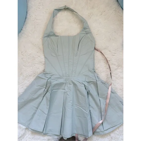 House of CB Halter Fit-and-Flare Mini Dress S - Light Mint - Image 4