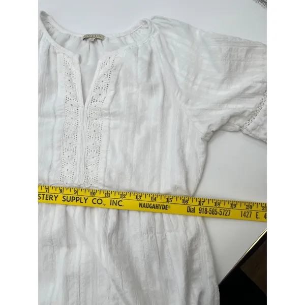 KATE & SAM Tiered Mini Dress Women‎ Size S White Eyelet Ruffle Lace Boho Summer - Image 5