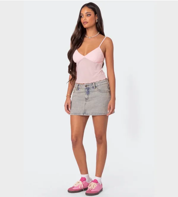 Edikted Serafina Sheer Mesh Tank Top - Image 3