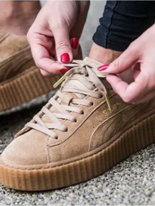 Puma Fenty by Rihanna Platform Suede Creeper with Gold Logo Womens Sz 7 Leather - Image 3