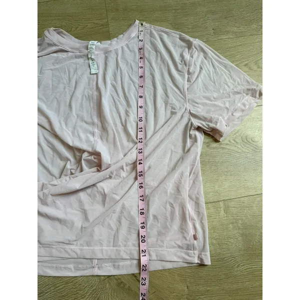 Womens Lululemon light pink sheer mesh twist‎ front athletic short sleeve sz 12 - Image 7