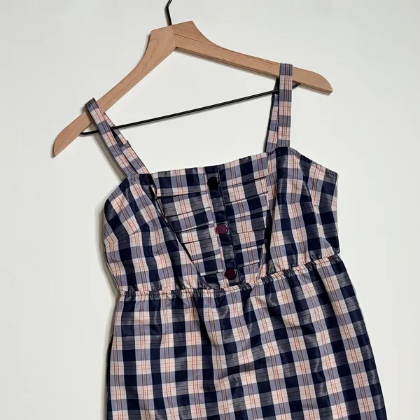 Anthropologie MAEVE Outshine Plaid Taffeta Dress Bow Coquette Preppy X-Small - Image 3