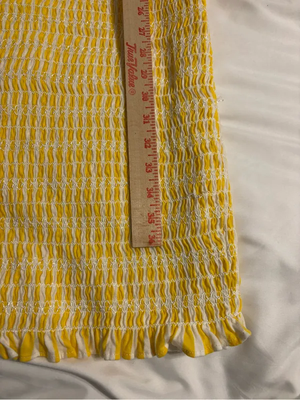 🌼 Anthropologie Akemi + Kin Yellow White Smocked Textured Dress XL - Image 5