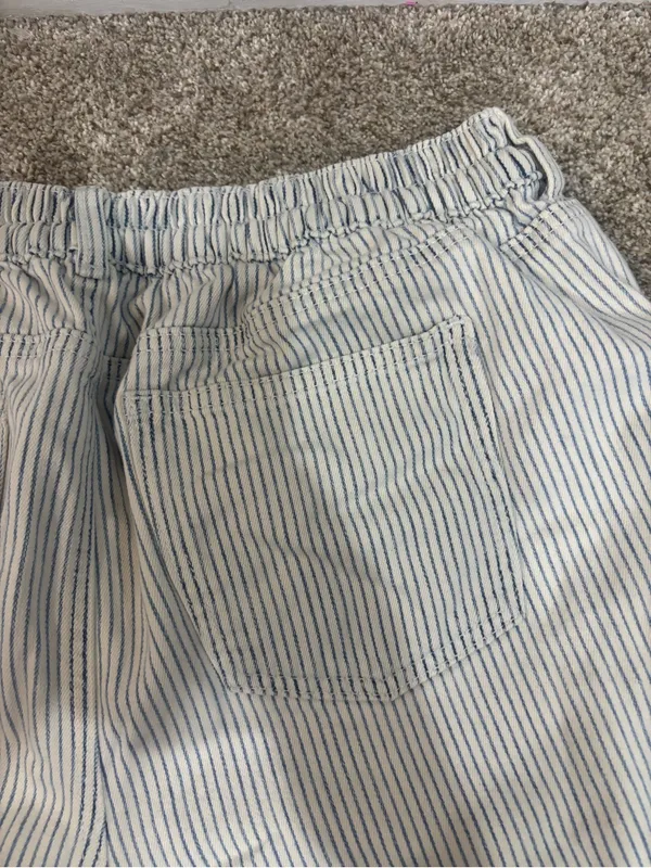 Aerie Blue & White Striped Chambray Casual Shorts Size Large Summer Beachy - Image 2