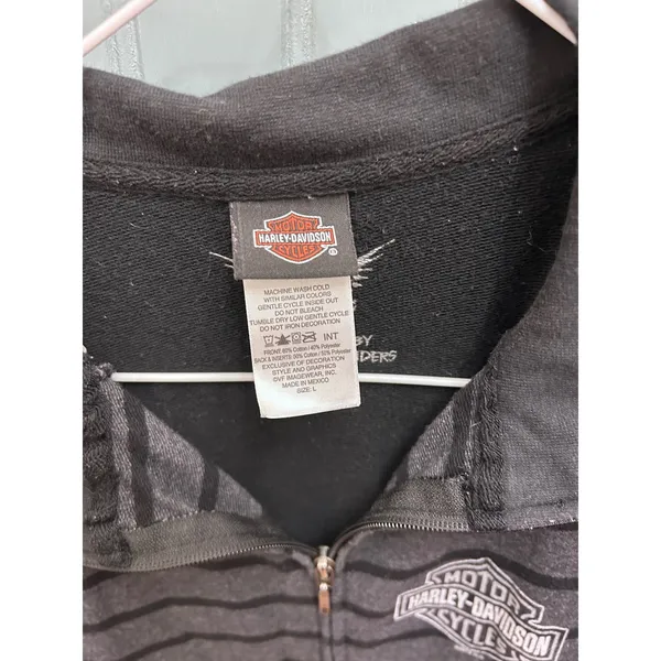 Harley Davidson Womens‎ Vest Full Zip Black Gray Stripe Logo Casual Size L - Image 2