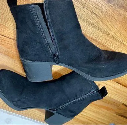 Black Booties Wedge Boots suede with zipper autumn fall winter boots - Image 4