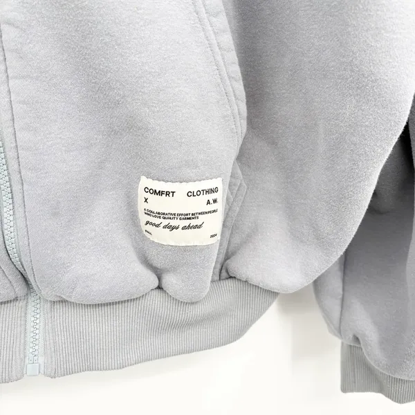Comfrt Unisex Affirmation Collection Vol 9 Oversized Zip Up Hoodie XS Slate Blue - Image 3