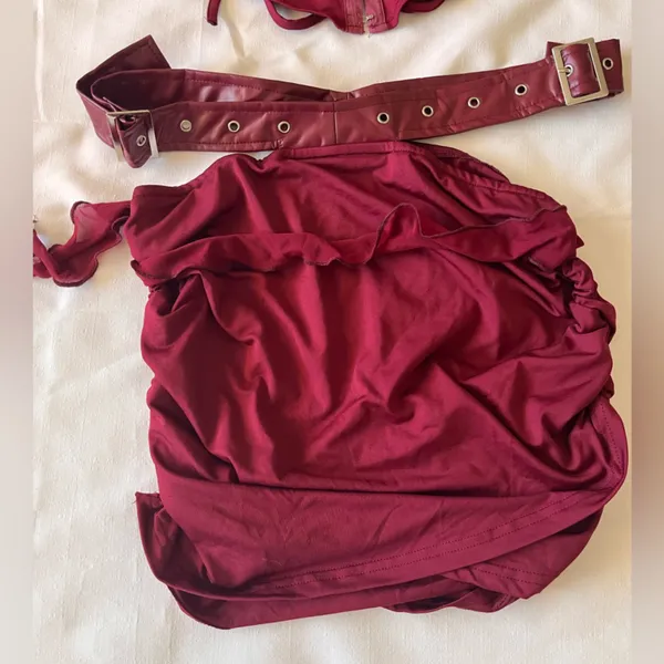 Elegant Burgundy Mini Dress Red Size L - Image 5