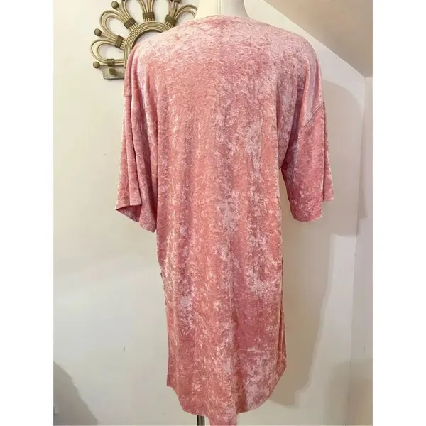 Free People Pink Crushed Velvet Split Hem Tunic Dress M - Image 2