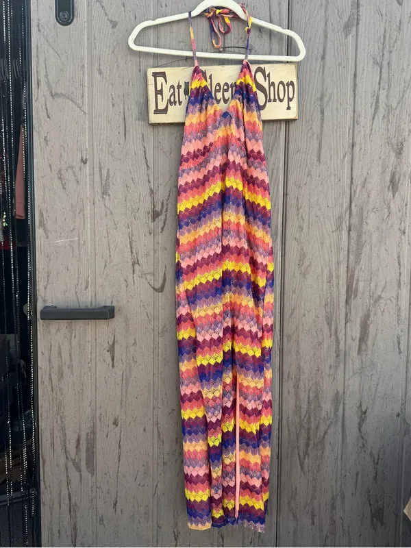 wild fable Multicolor Chevron Maxi Dress with Side Slit - Image 2