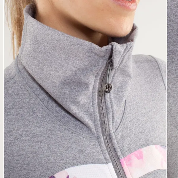 Lululemon In Stride Jacket Heathered Fossil Blurred Blossoms White Womens 6 - Image 3